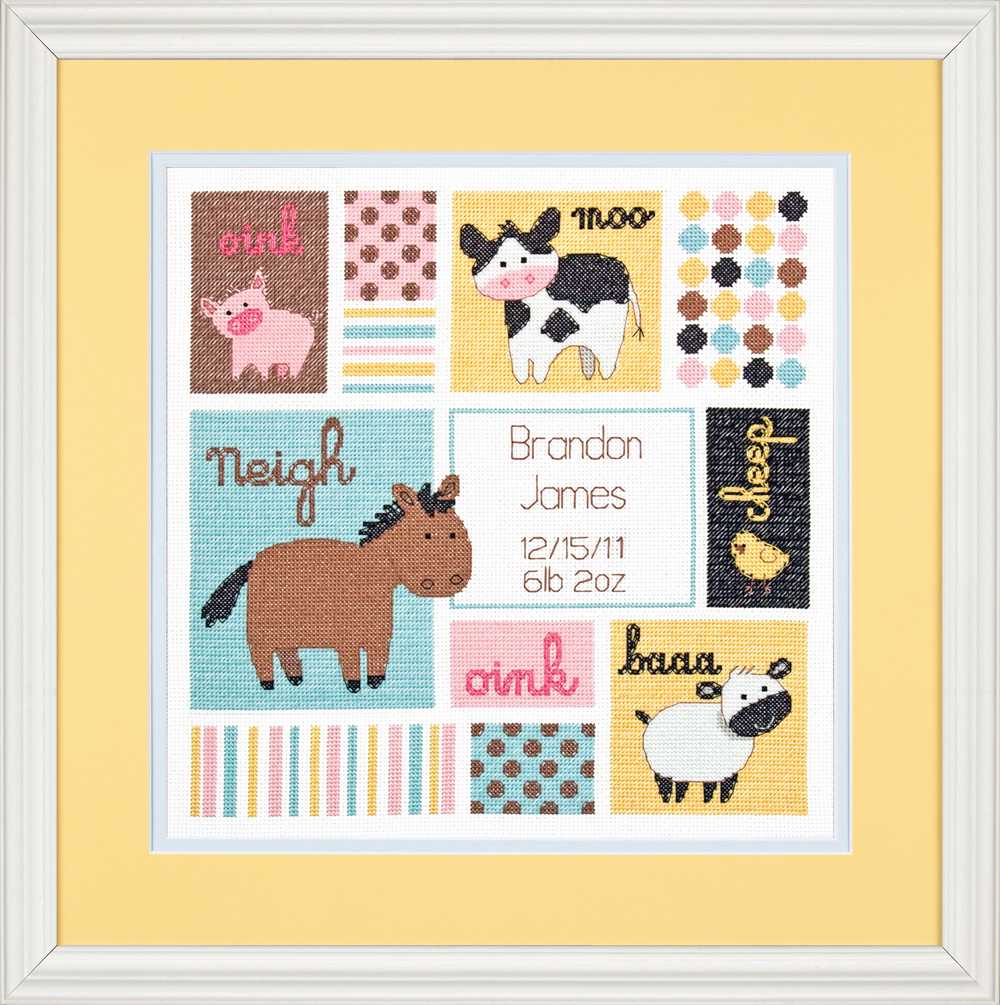 Barn Babies Birth Sampler Cross Stitch Kit - Dimensions