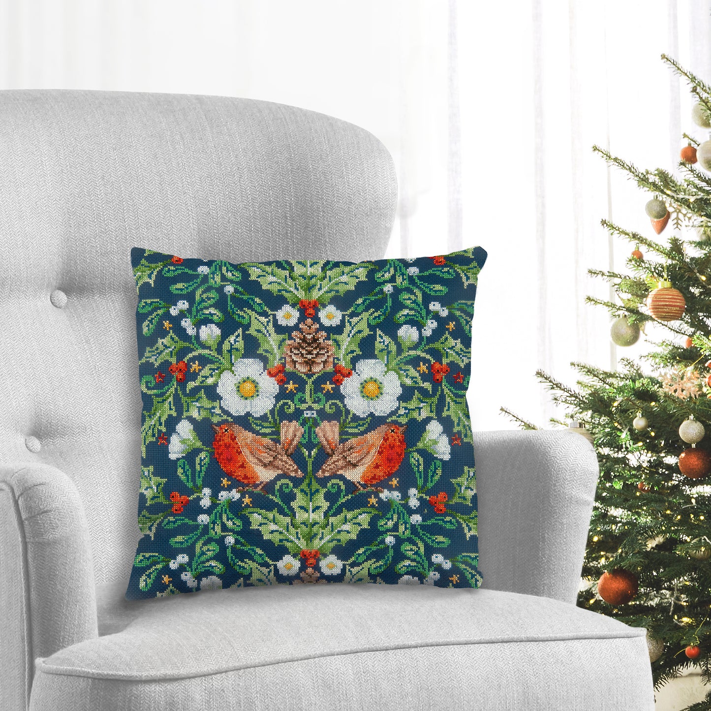 Winter Pattern Cushion Cross Stitch Kit - Dimensions