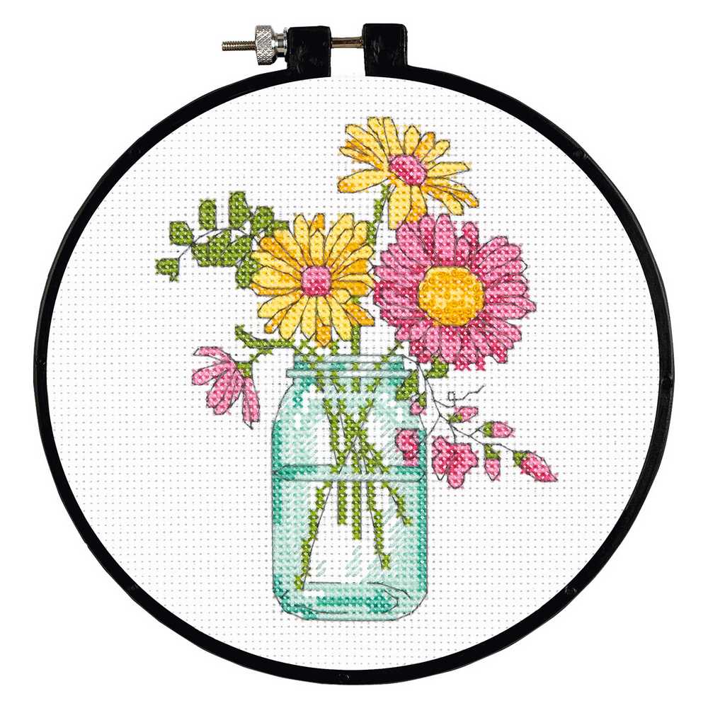 Summer Flowers Cross Stitch Kit with Hoop - Dimensions