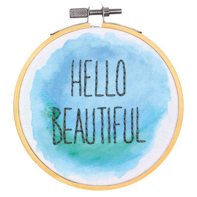 Hello Beautiful Embroidery Kit With Hoop - Dimensions