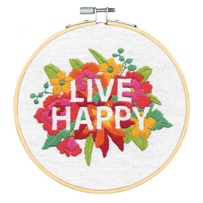 Live Happy Embroidery Kit with Hoop - Dimensions