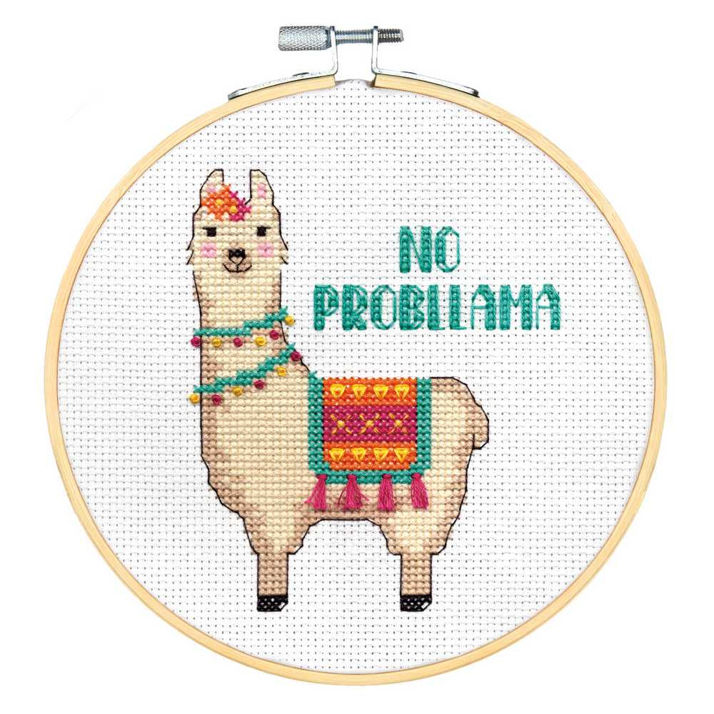 No Probllama Cross Stitch Kit with Hoop - Dimensions