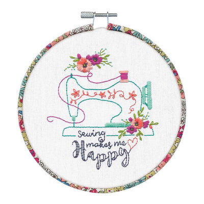 Sew Happy Embroidery Kit with Hoop Dimensions