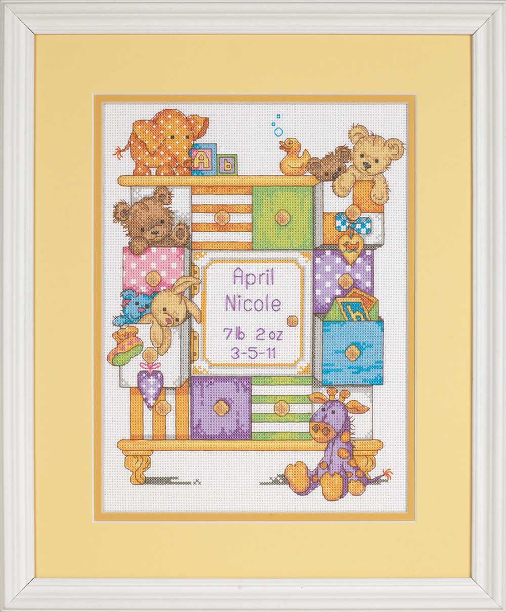 Baby Drawers Birth Sampler Cross Stitch Kit Dimensions