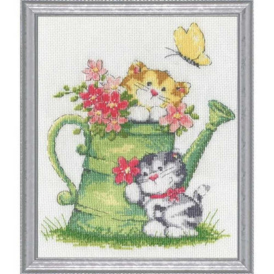 Watering Can Cats Cross Stitch Kit - Design Works