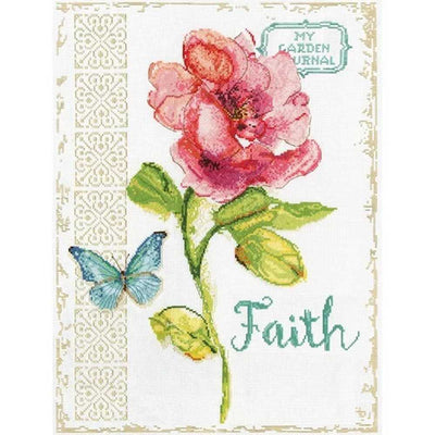 Pink Floral Faith Cross Stitch Kit - Design Works