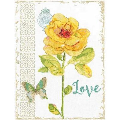 Yellow Floral Love Cross Stitch Kit - Design Works