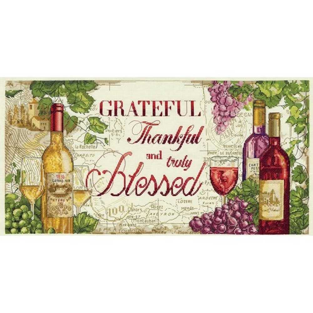 Grateful Wine Cross Stitch Kit - Design Works