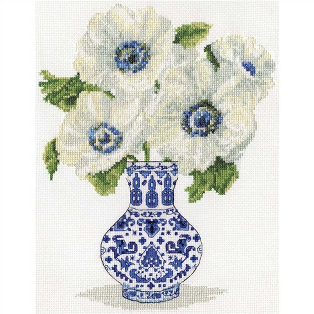 White Anemones Cross Stitch Kit - Design Works