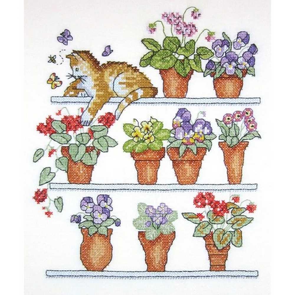 Cat on Shelf Cross Stitch Kit - Design Works