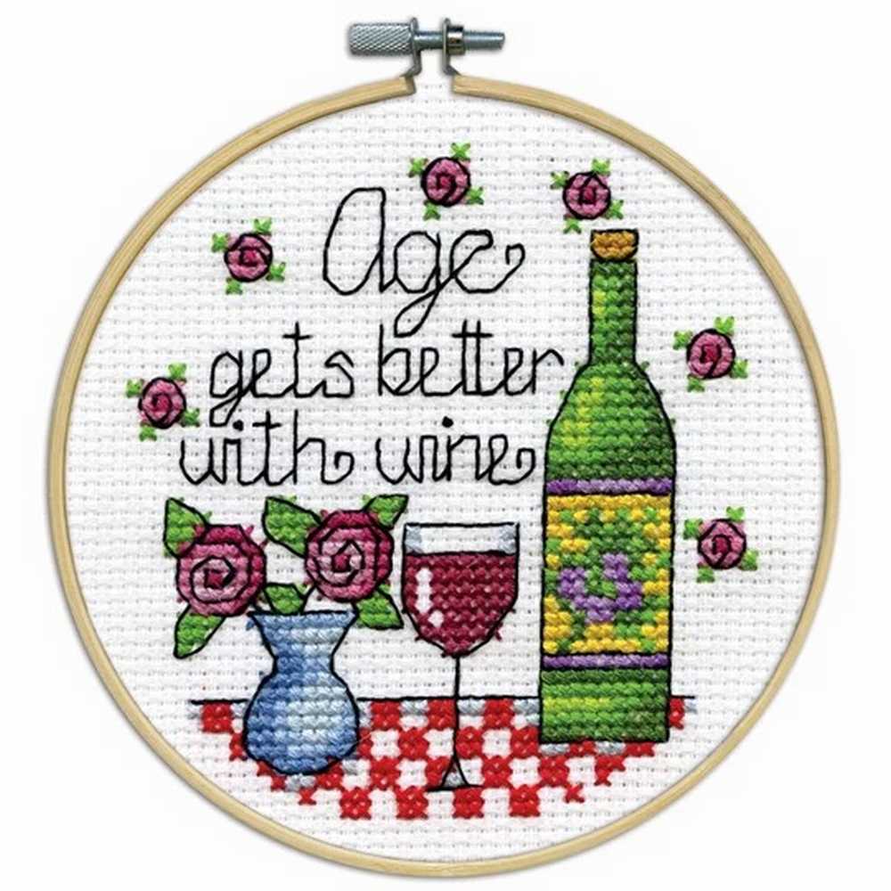 Wine with Hoop Cross Stitch Kit - Design Works