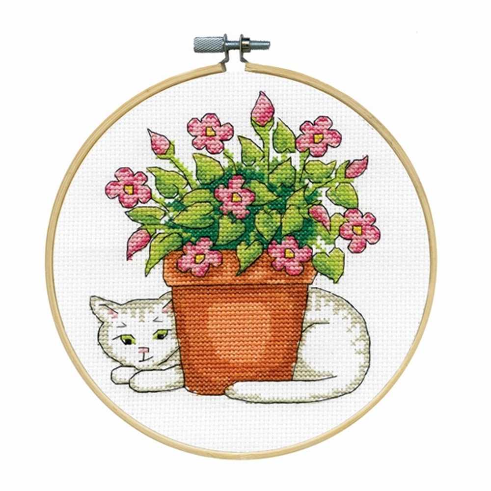 Floral Cat Cross Stitch Kit - Design Works