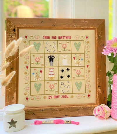 Four Hearts Wedding Sampler Cross Stitch Kit Historical Sampler Co