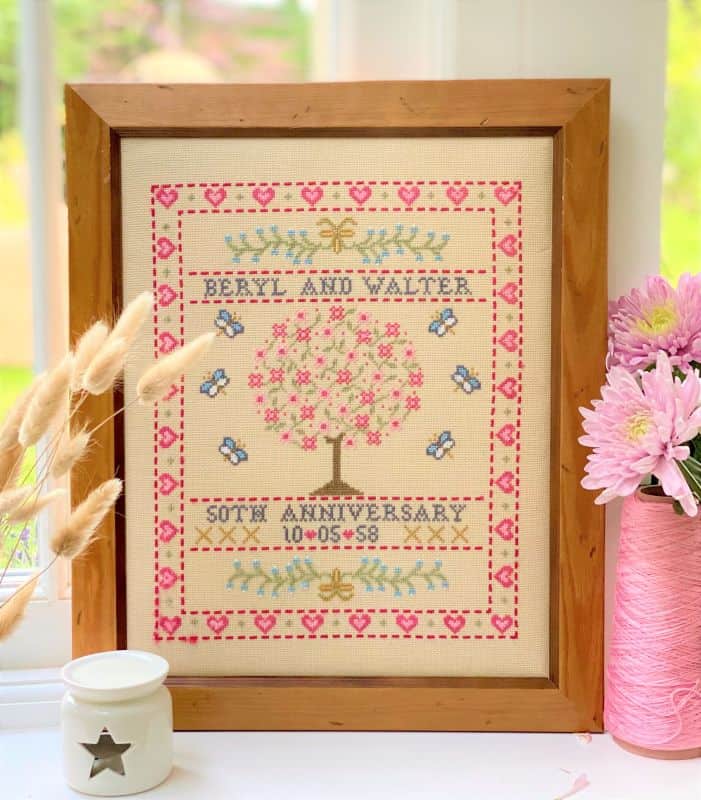 Folk Anniversary Sampler Cross Stitch Kit Historical Sampler Co SALE