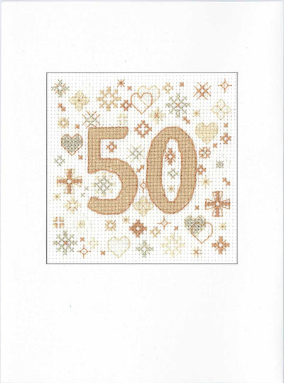 50th Occasion Card Cross Stitch Kit ~ Heritage Crafts