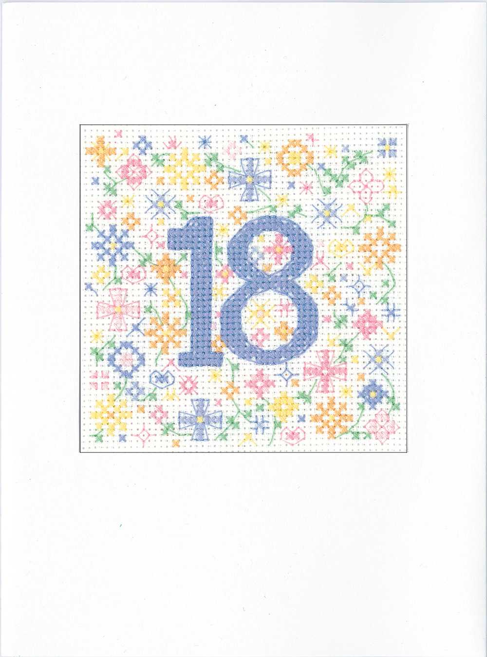 18th Occasion Card Cross Stitch Kit ~ Heritage Crafts