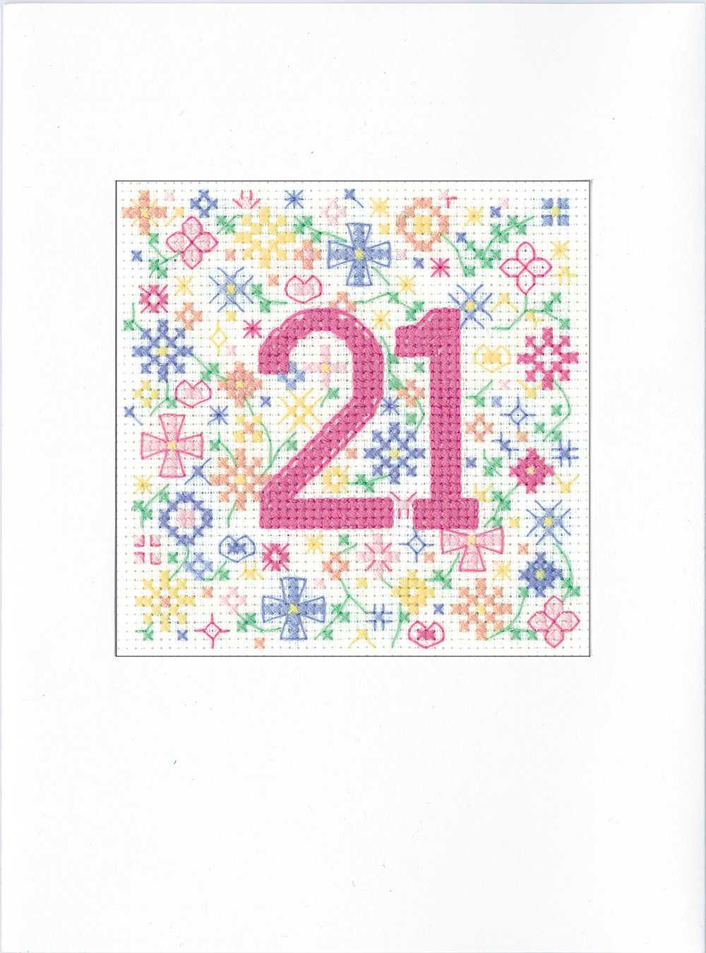 21st Occasion Card Cross Stitch Kit ~ Heritage Crafts