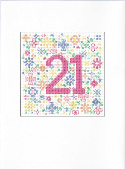 21st Occasion Card Cross Stitch Kit ~ Heritage Crafts