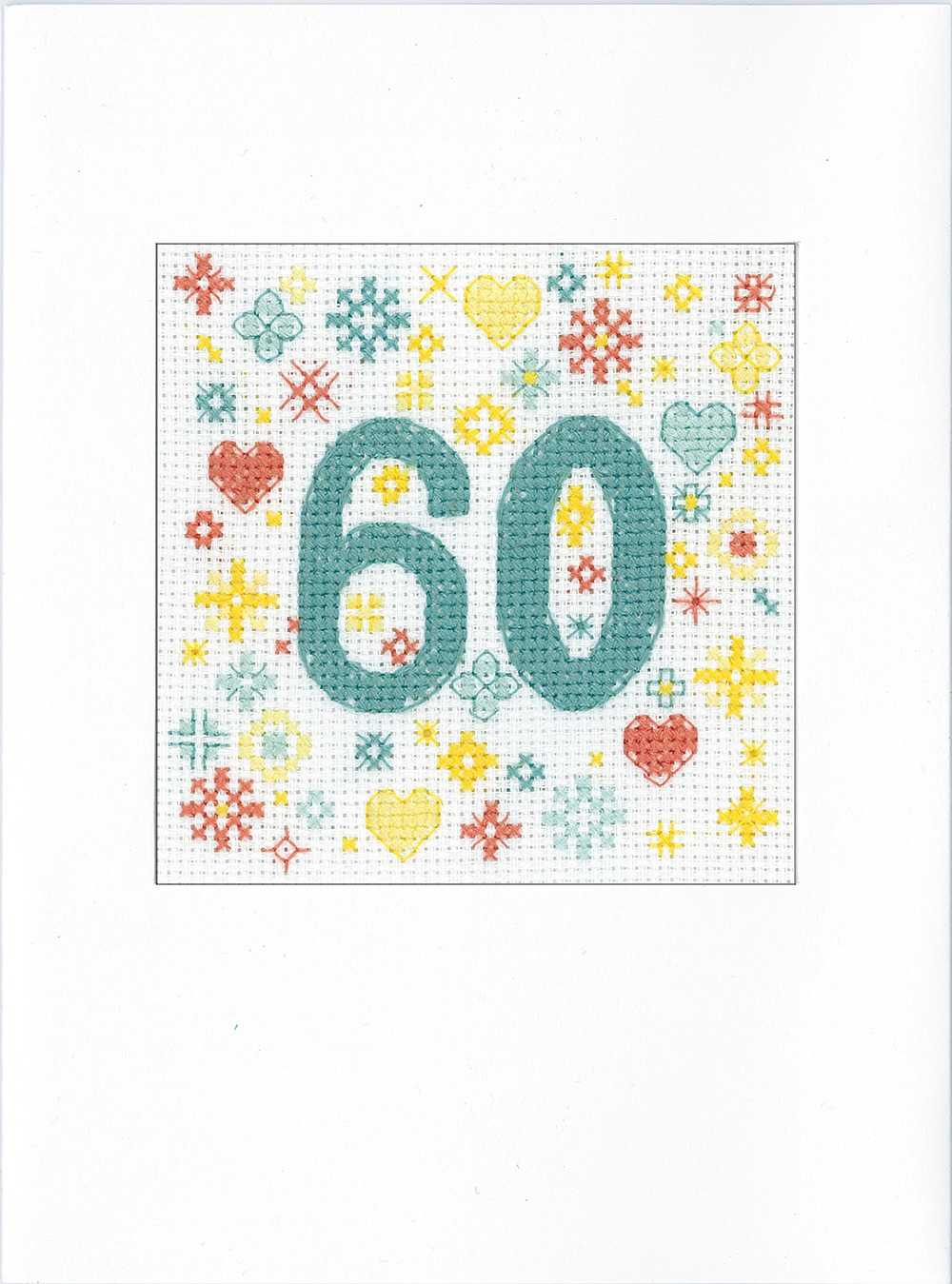 60th Occasion Card Cross Stitch Kit ~ Heritage Crafts