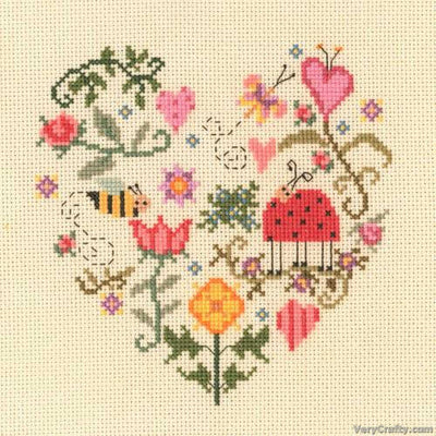 Creative World of Crafts - Bee In Love Heart Folk Art Cross Stitch Kit