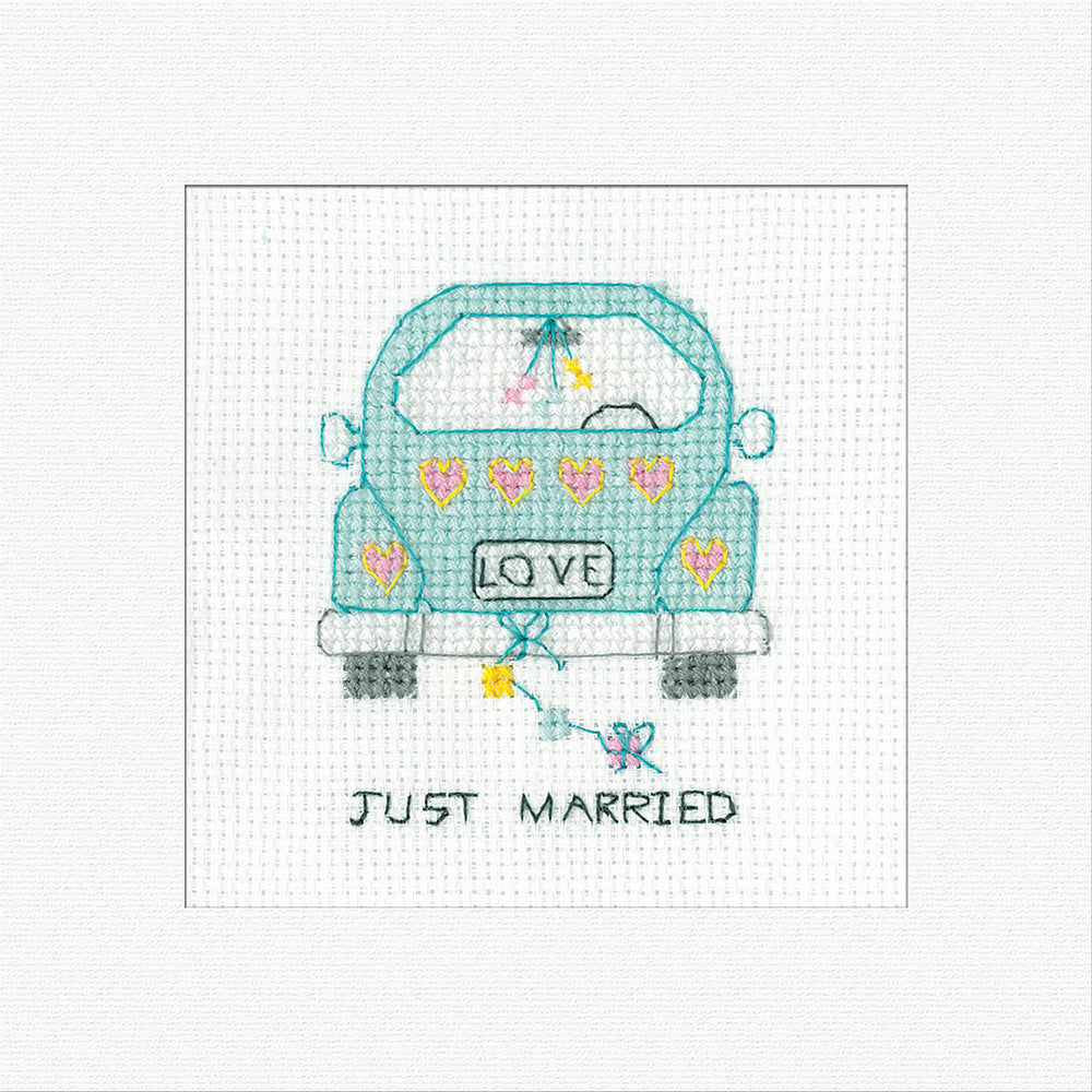 Just Married Cross Stitch Card - Heritage Crafts