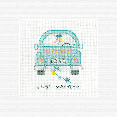 Just Married Cross Stitch Card - Heritage Crafts