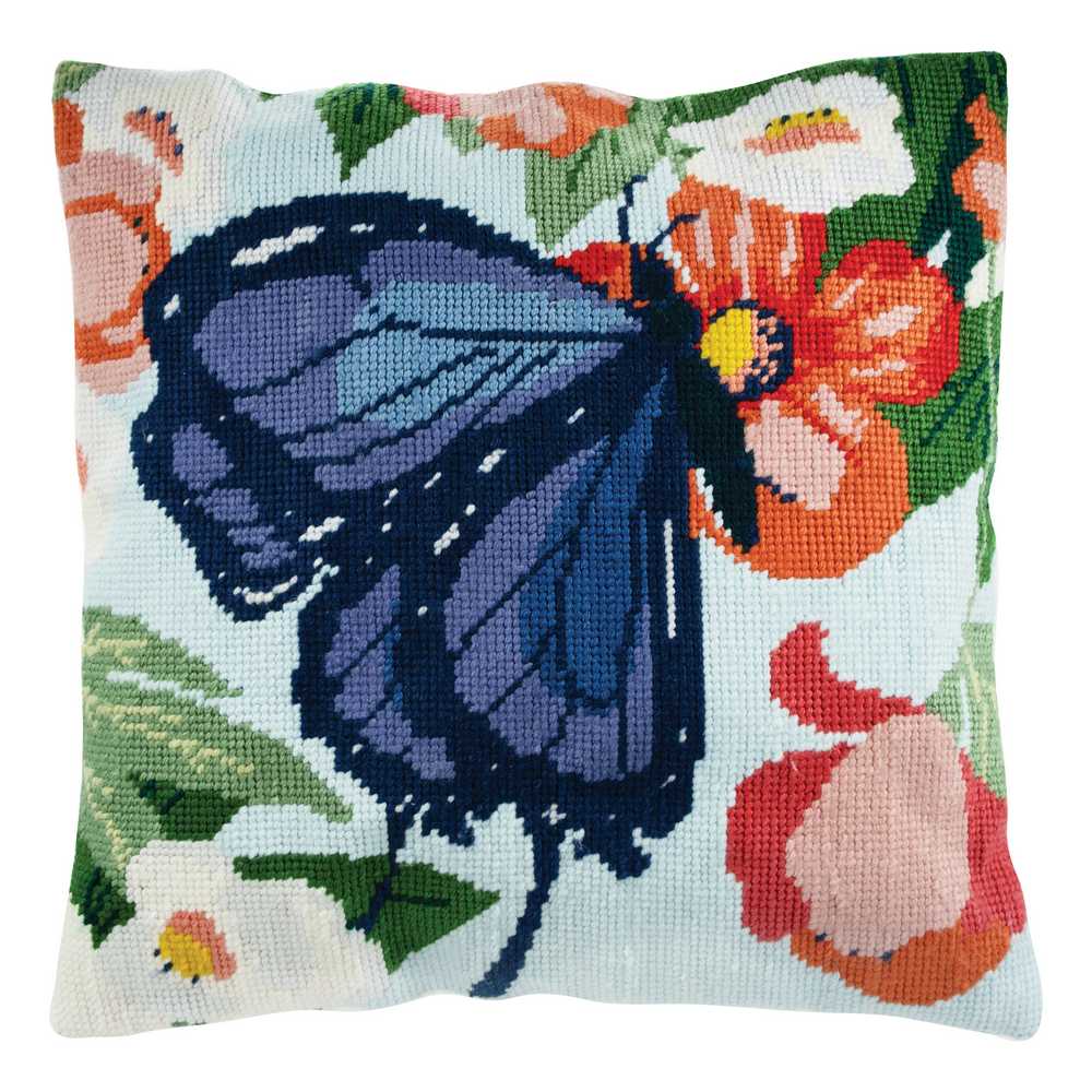 Butterfly Printed Cushion Tapestry/Half Cross Stitch Kit ~ Trimits