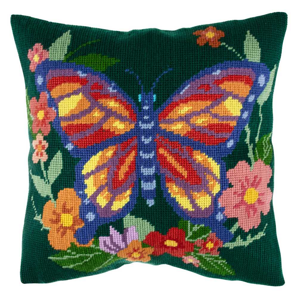 Flutterby Printed Cushion Tapestry/Half Cross Stitch Kit ~ Trimits