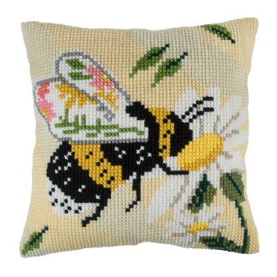 Floral Bee Printed Cushion Cross Stitch Kit ~ Trimits