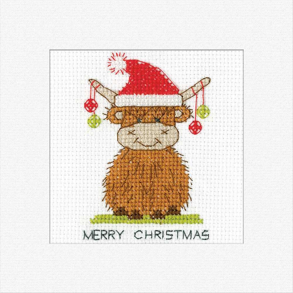 Highland Santa Cross Stitch Card - Heritage Crafts