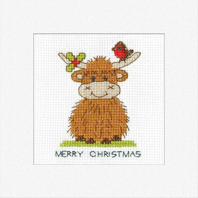 Highland Robin and Holly Cross Stitch Card - Heritage Crafts