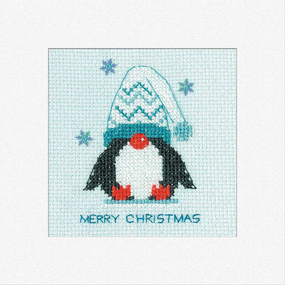 Frosted Penguin Woolly Hat Cross Stitch Card - Heritage Crafts