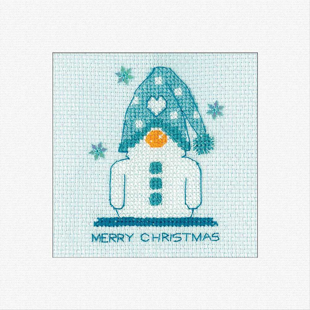 Frosted Gonk Snowman Cross Stitch Card - Heritage Crafts