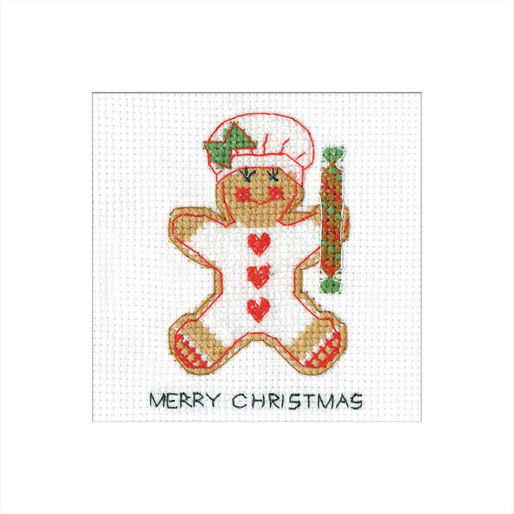 Gingerbread: Baker Girl Cross Stitch Card - Heritage Crafts