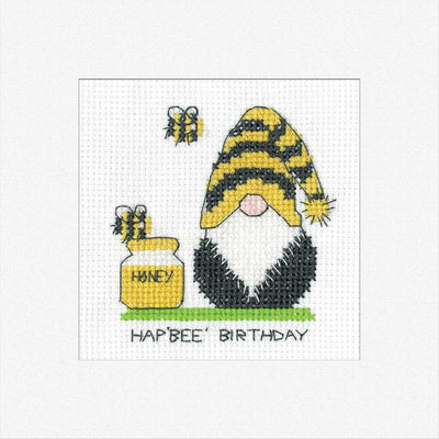 Birthday Bee Cross Stitch Card - Gonk - Heritage Crafts