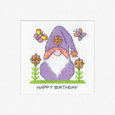 Birthday Flowers Cross Stitch Card - Gonk - Heritage Crafts
