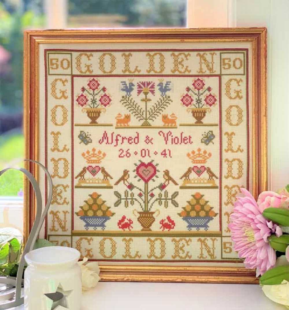 Golden Anniversary Sampler Cross Stitch Kit Historical Sampler Co