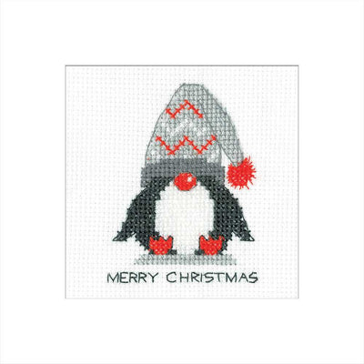 Penguin: Woolly Hat Cross Stitch Card - Heritage Crafts