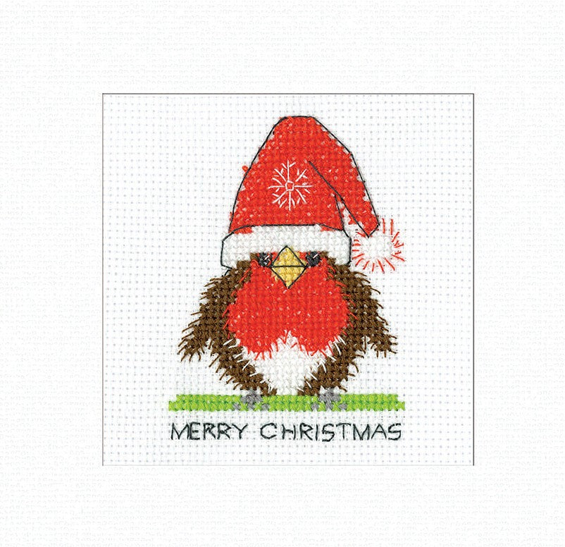 Robin Santa Cross Stitch Card - Gonk - Heritage Crafts