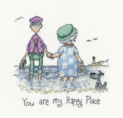 Happy Place Golden Years  Cross Stitch Heritage Crafts
