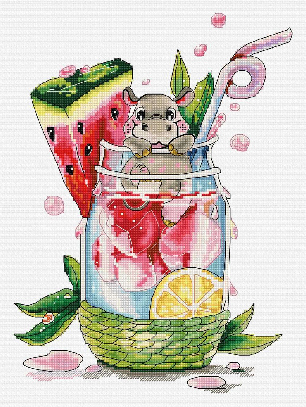 Happy Hippo Cross Stitch Kit ~ HobbyJobby