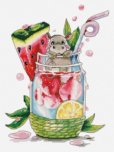 Happy Hippo Cross Stitch Kit ~ HobbyJobby