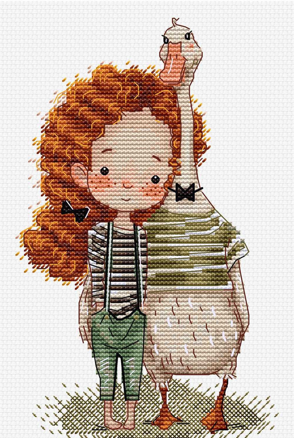 Lucy and the Goose Cross Stitch Kit ~ HobbyJobby