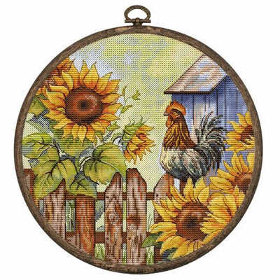 The Rooster Song Hoop Cross Stitch Kit ~ HobbyJobby