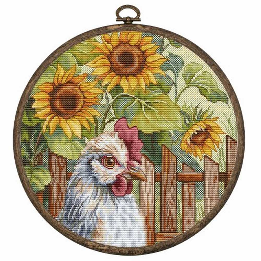 Sunflower Backyard Hoop Cross Stitch Kit ~ HobbyJobby