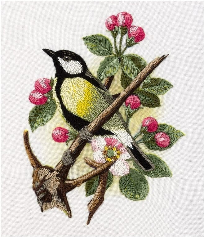 Great Tit on a Branch Embroidery Kit ~ PANNA