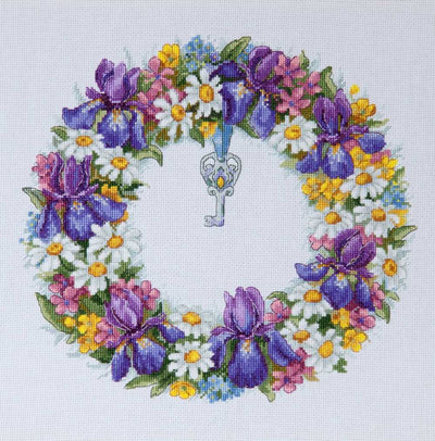Wreath with Irises Cross Stitch Kit ~ Merejka