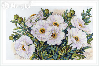 White Flowers Cross Stitch Kit ~ Merejka