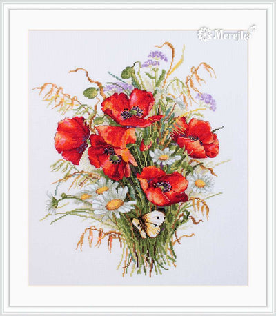 Poppies and Oats Cross Stitch Kit ~ Merejka