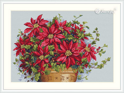Poinsettia Christmas ~ Merejka Cross Stitch Kit